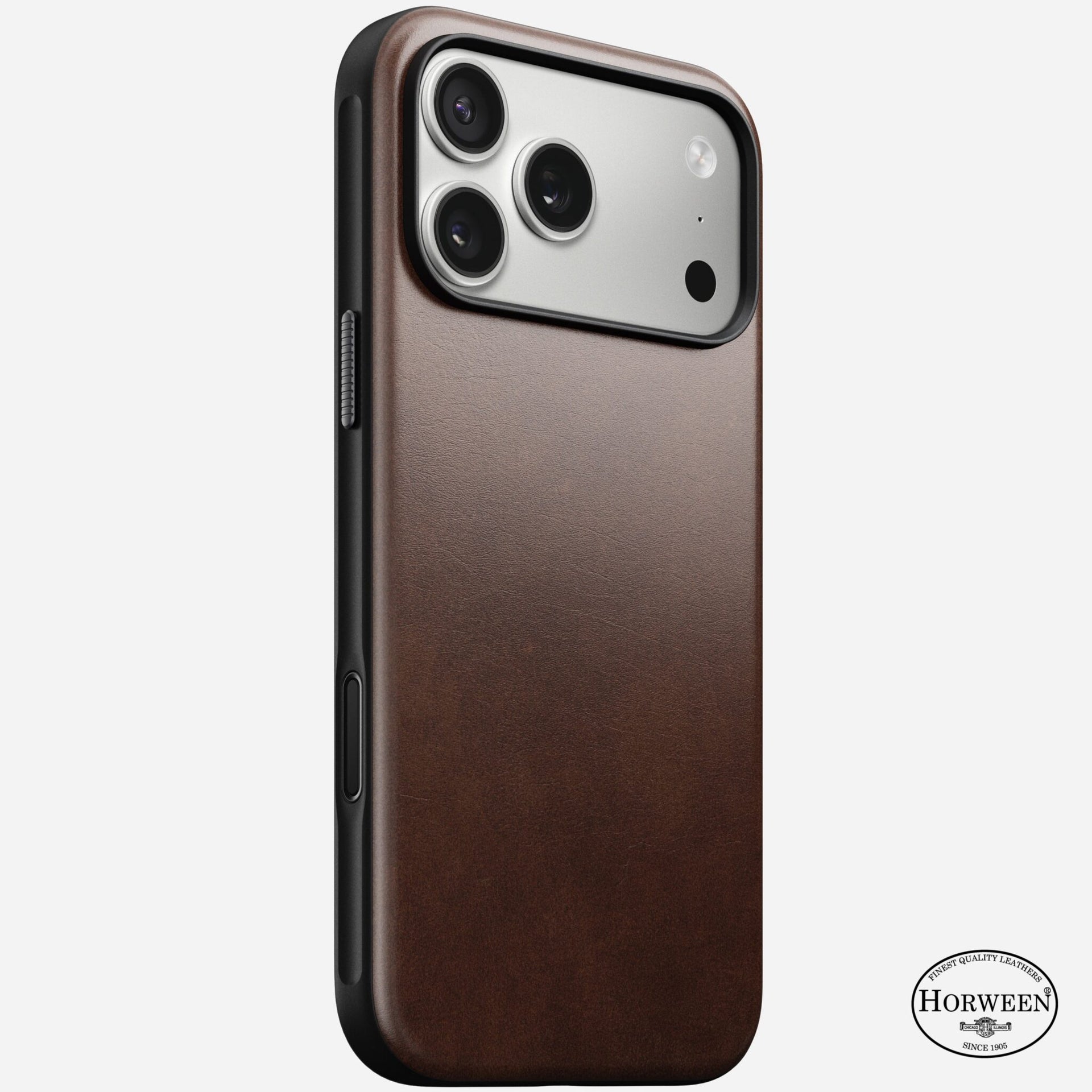 Nomad Modern Leather Case — Horween® Edition Rustic Brown for iPhone 17 Pro Max