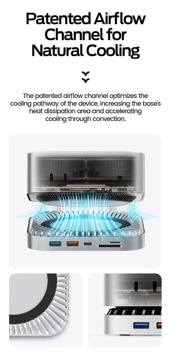 RayCue Mac Mini Hub & Stand with NVMe SSD Enclosure (US Plug)-20