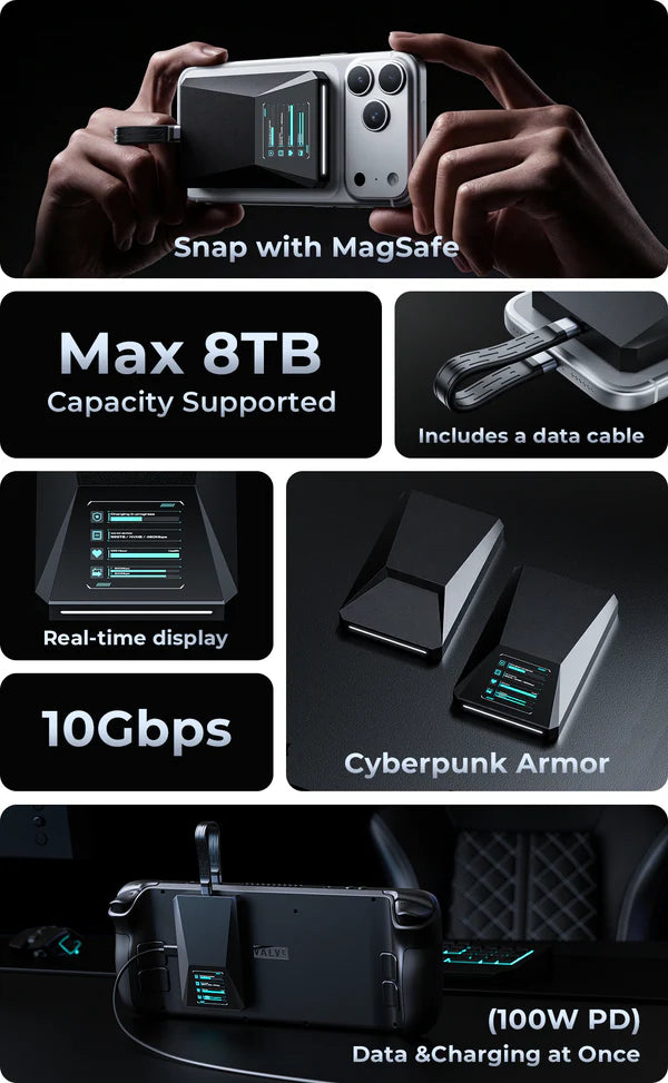 RayCue CyberVault Magnetic SSD Enclosure (10Gbps, Up to 8TB)