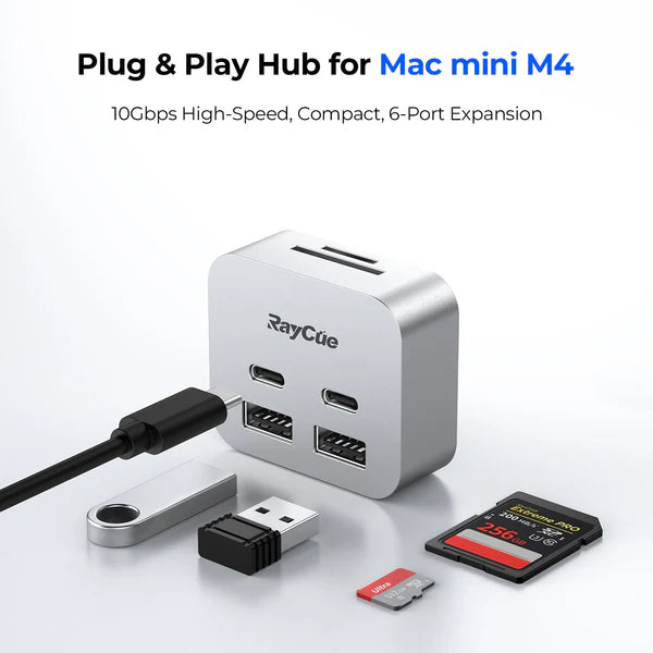 RayCue MiniPack Expansion Dock for Mac Mini M4 / Mac Studio (US Plug)-2