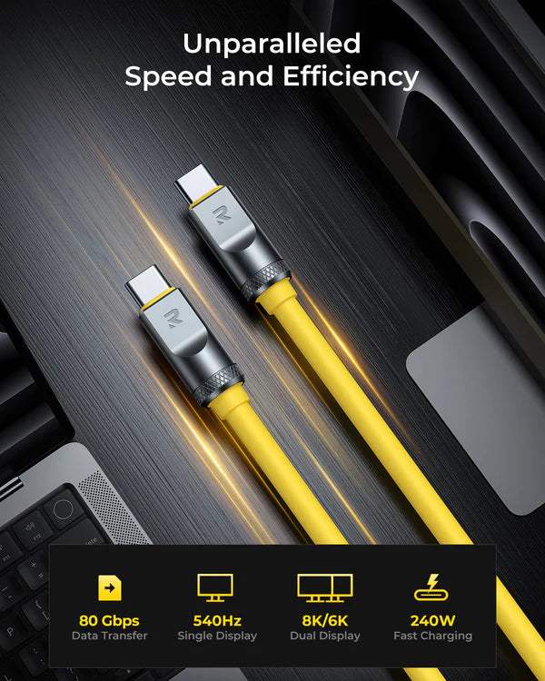 RayCue Next-Gen 80Gbps USB-C Cable (1m) – 8K Display & Ultra-Fast Data-2