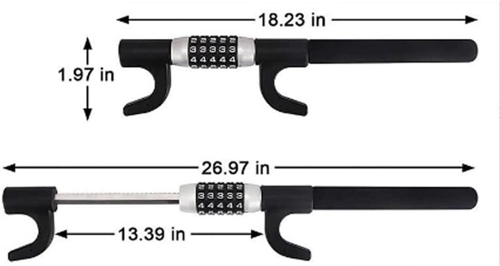 Steering Wheel Lock, Heavy Duty Keyless Password Anti-Theft Lock, Retractable Car Security Lock for Vehicle Truck SUV Van