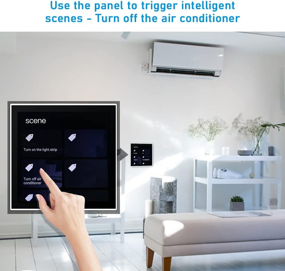 Diewu Smart Home Panel Multi-Functional WiFi Smart Scene Wall Switch ZigBee BT Function APP Remote wi 4-inch LCD Touch Screen Clo Date Temperature Wea er Display