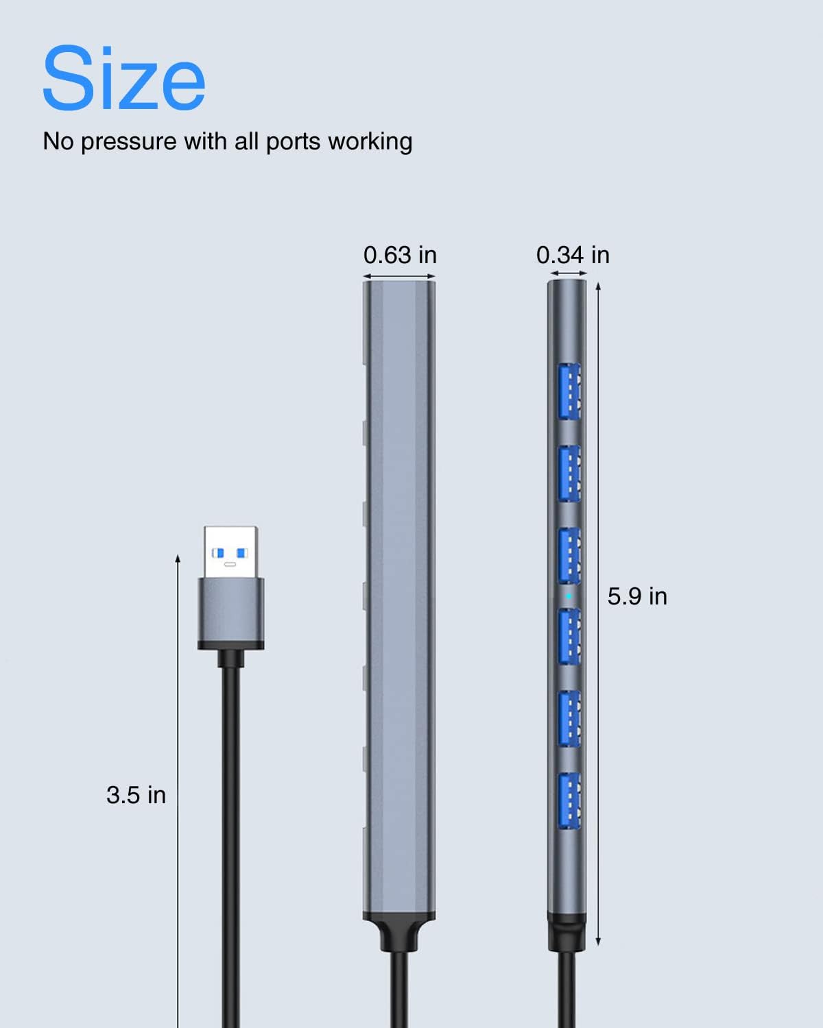 USB Hub for Laptop,7 Port USB 3.0 Hub, USB Hub,USB Splitter USB Extender with Applicable for Laptop,XPS iMac Pro MacBook Air Mac Mini/Pro, Surface Pro Notebook PC PS4,Aluminum(7 Port USB1)