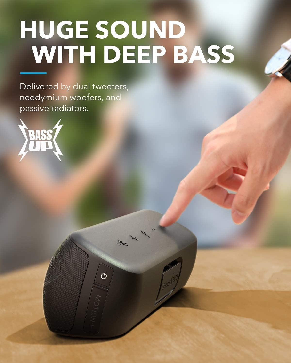 Anker Soundcore Motion+ Bluetooth Speaker with Hi-Res 30W Audio, BassUp, Wireless Speaker, App, Custom EQ, 12H Playtime, Waterproof, USB-C, For Home Office