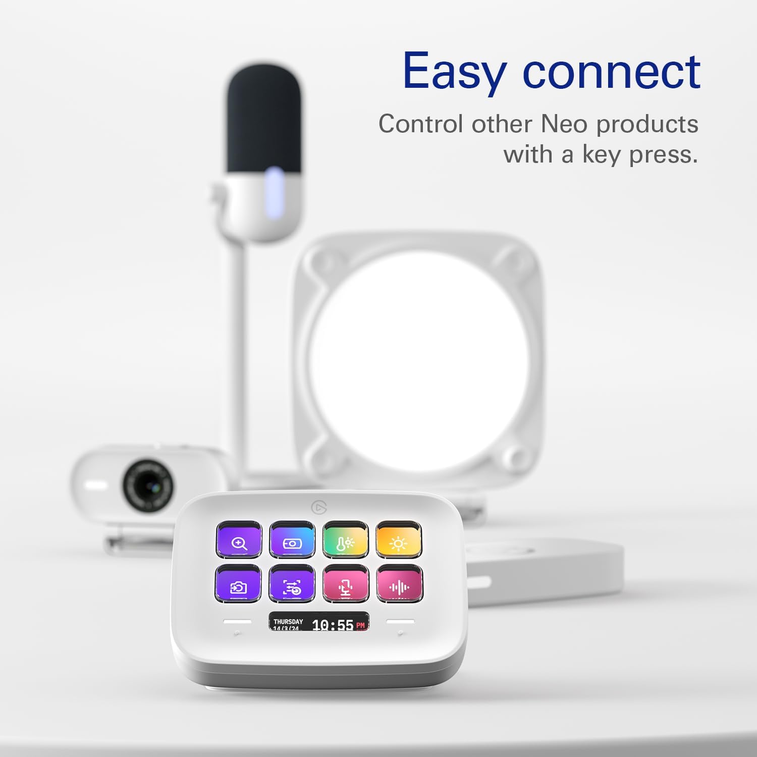 Elgato Stream Deck Neo – 8 Customizable Keys, 2 Touch Points, Speed Through Tasks & Workflows - Control Word, Excel, PowerPoint, Teams, Zoom, Spotify and more, Drag-’n-Drop Setup - Works with Mac & PC