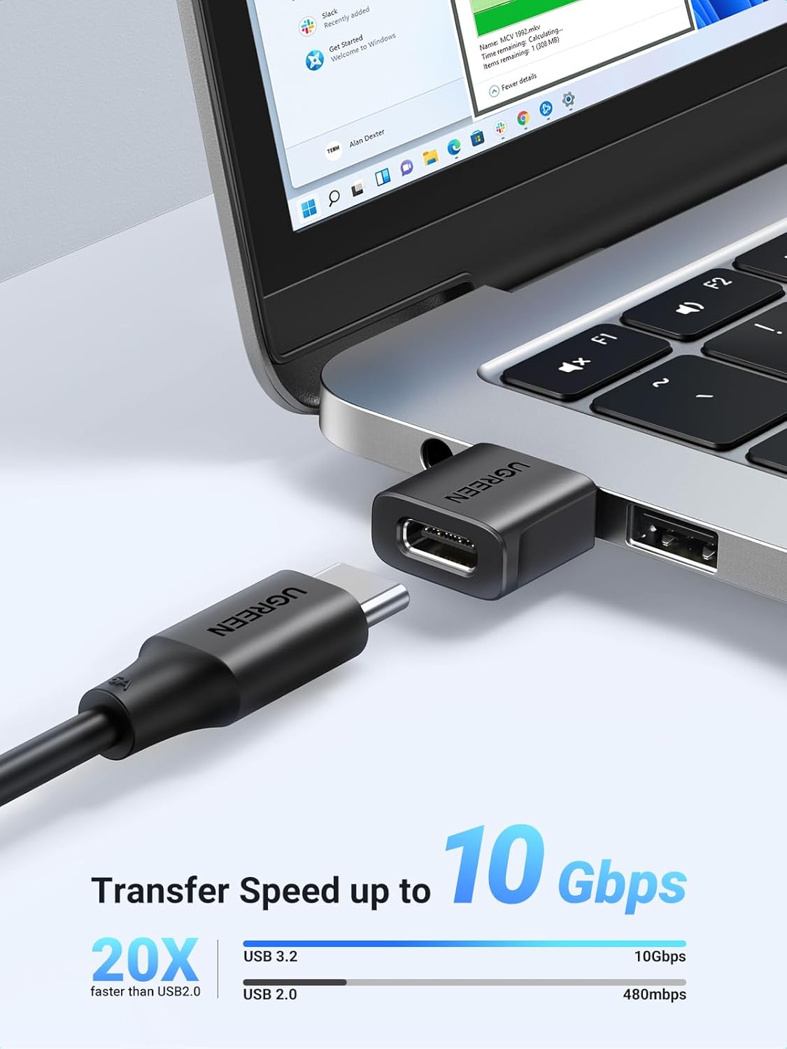 UGREEN 10Gbps USB to USB C Adapter 2 Pack, Type C Female to A Male Adaptor Fast Charge and Sync Converter Compatible with iPhone 16/15/14, Galaxy S24, Pixel 9, MacBook Air, iPad Pro(Black)