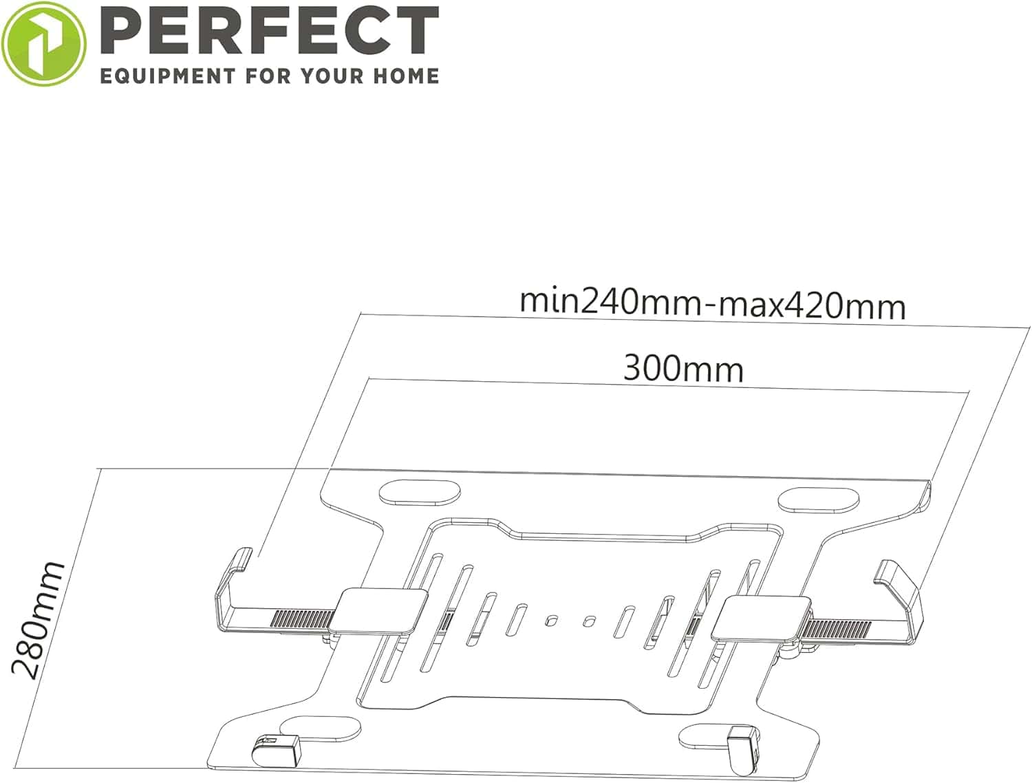 Perfect Notebook Mount for VESA Table Mounts Surface 30 cm x 22.5 cm Maximum Load 9 kg Black