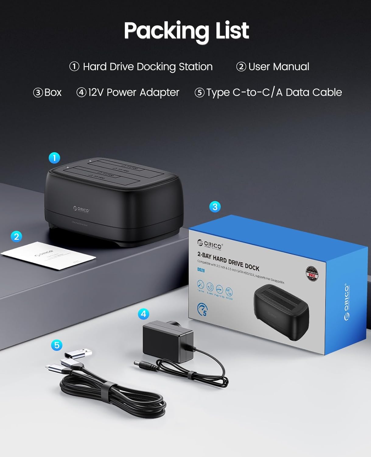 ORICO Dual Bay Hard Drive Docking Station (DD28C3)