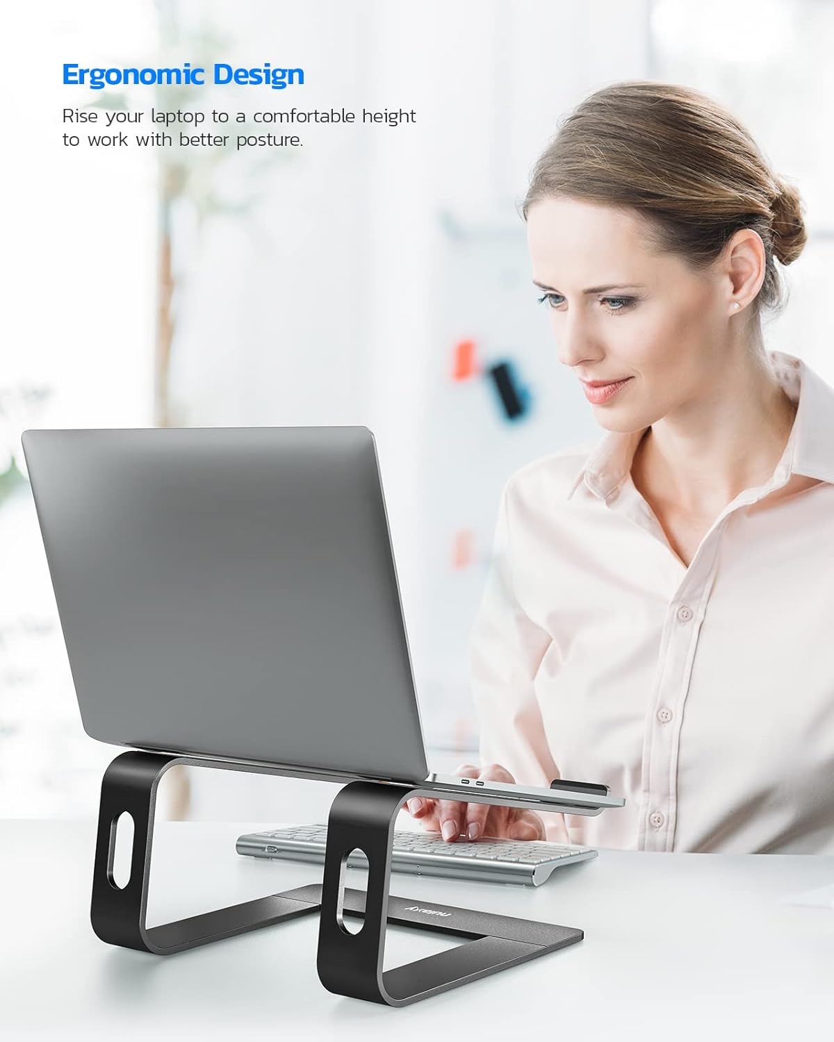 NULAXY Laptop Stand for Desk, Aluminum Laptop Riser, Ventilated Computer Stand