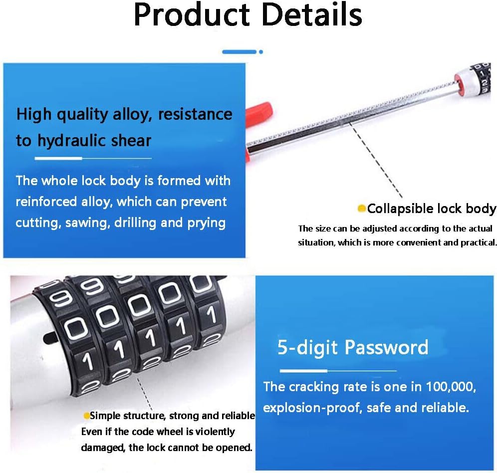 Steering Wheel Lock, Heavy Duty Keyless Password Anti-Theft Lock, Retractable Car Security Lock for Vehicle Truck SUV Van