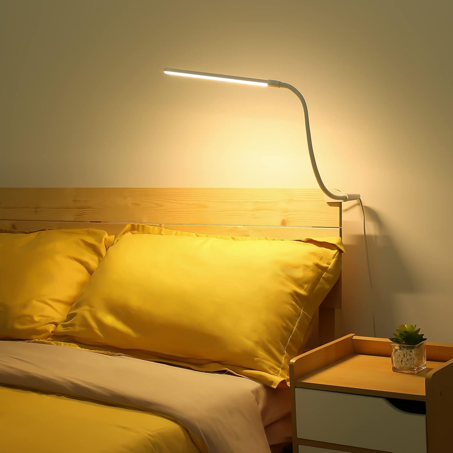 Lepro Desk Lamp with Clamp, LED Clip on Light, Dimmable Reading Light with 3 Color Modes 10 Brightness, Eye-Caring Flexible Gooseneck Table Lamp for Home Office, White