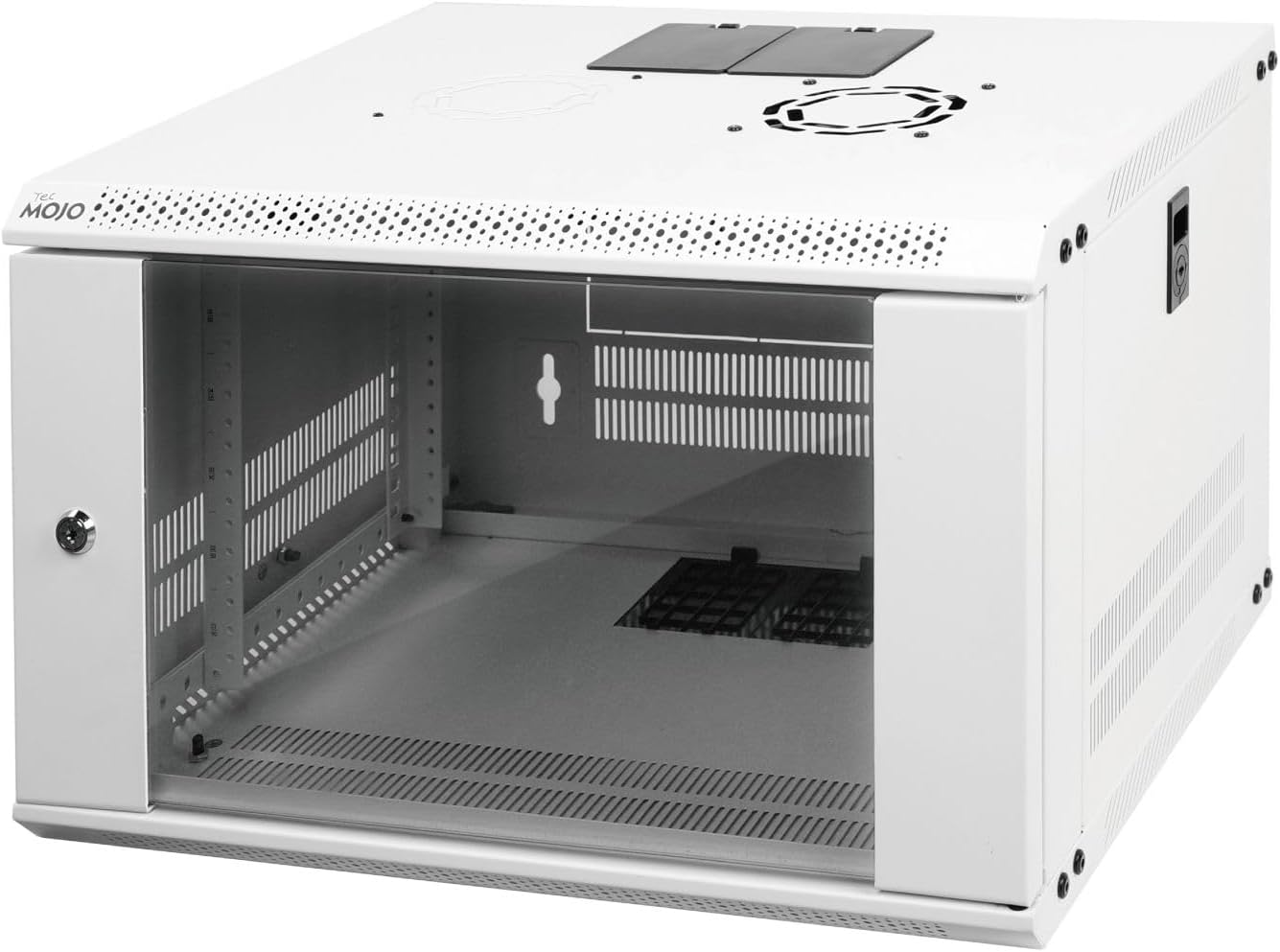Tecmojo 6RU Wall Mount Network Cabinet – 450mm Deep, Lockable Mesh Door, 50kg Load - White