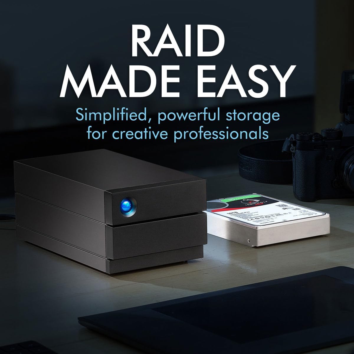LaCie 2big RAID USB-C External Hard Drive Desktop, 40TB, Black