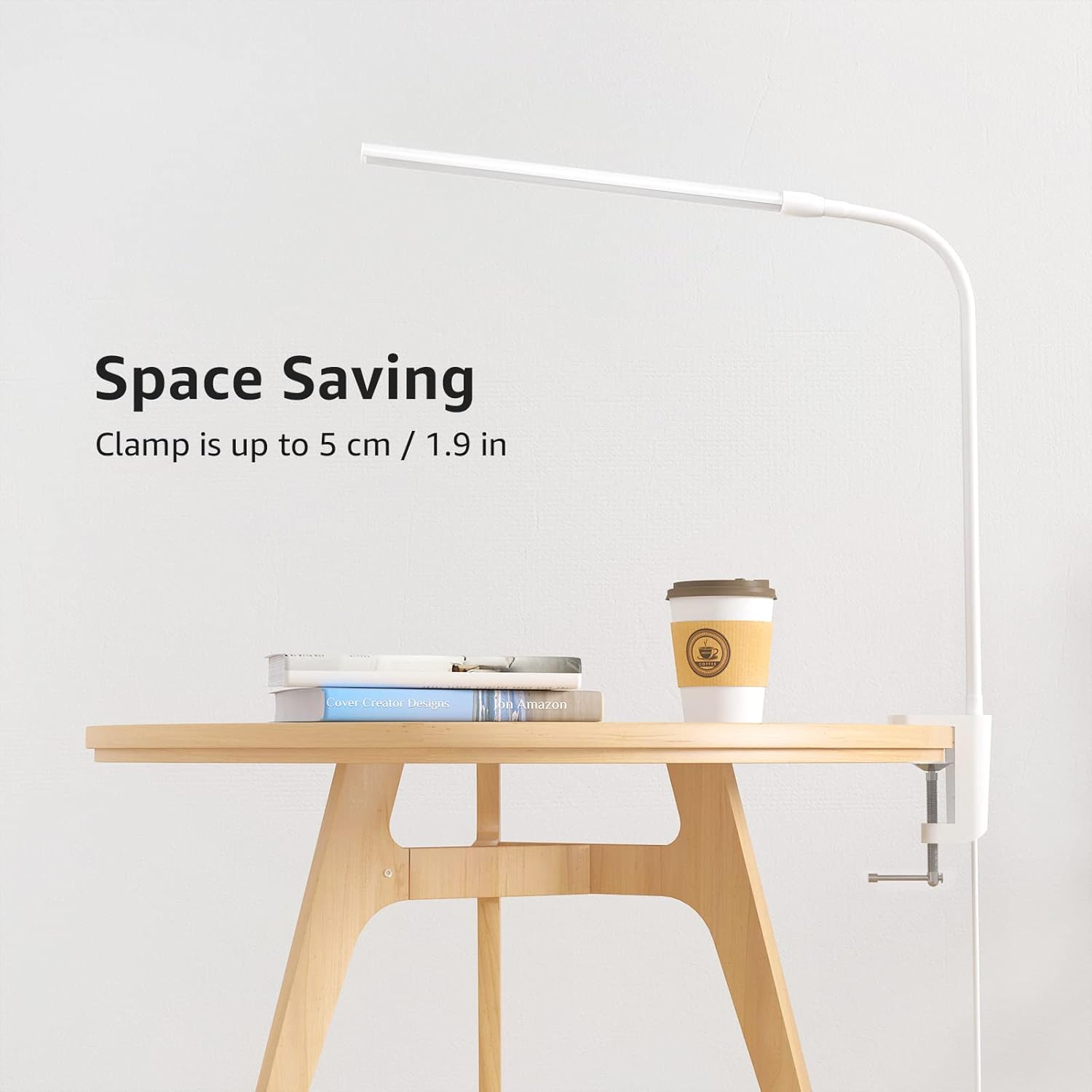 Lepro Desk Lamp with Clamp, LED Clip on Light, Dimmable Reading Light with 3 Color Modes 10 Brightness, Eye-Caring Flexible Gooseneck Table Lamp for Home Office, White