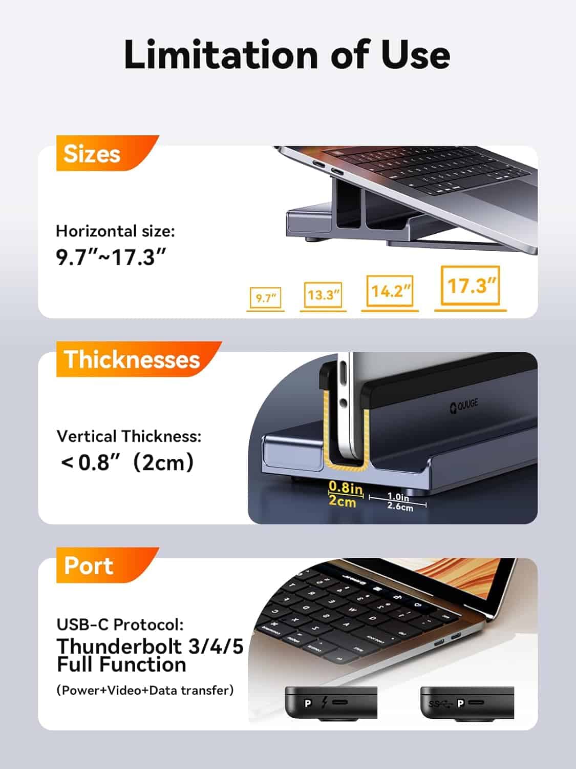 Laptop Docking Station Stand Dual 4K Monitor, QUUGE Dual HDMI Docking Station for Laptop, 2 HDMI (Single 4K@120Hz), 2 USB 3.0 Ports, 100W PD, RJ45 Ethernet