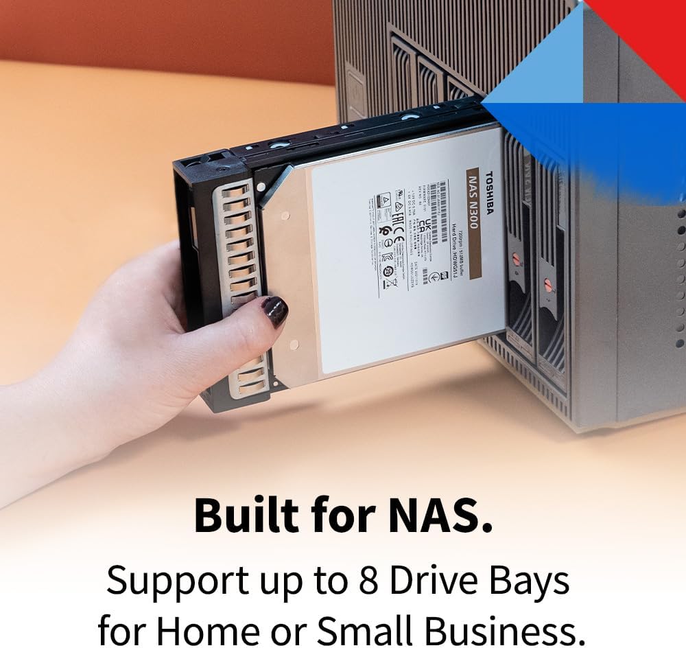 Toshiba N300 8TB NAS 3.5-Inch Internal Hard Drive – CMR SATA 6Gb/s, 7200 RPM, 512MB Cache (HDWG780XZSTA)