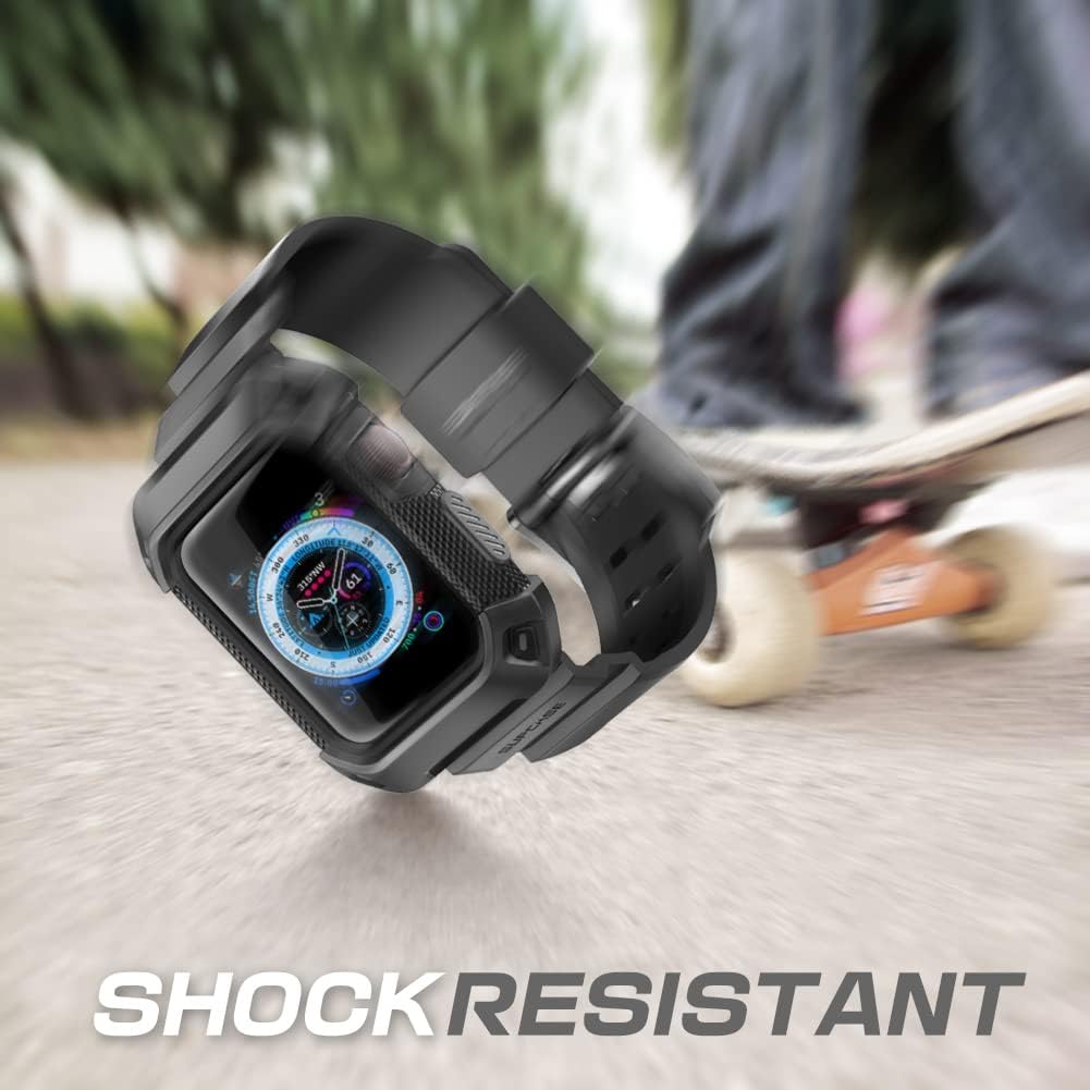 SUPCASE [Unicorn Beetle Pro] Designed for Apple Watch Series 7/6/SE/5/4 [45/44mm], Rugged Protective Case with Strap Bands (Black)