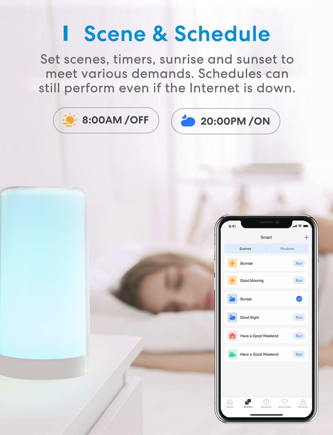 meross Smart Bedside Lamp Dimmable WiFi Table Lamp Night Light, Compatible with HomeKit (iOS13+), Alexa, Google Assistant and SmartThings, Tunable White and Multi-Color, Voice Control, Timer
