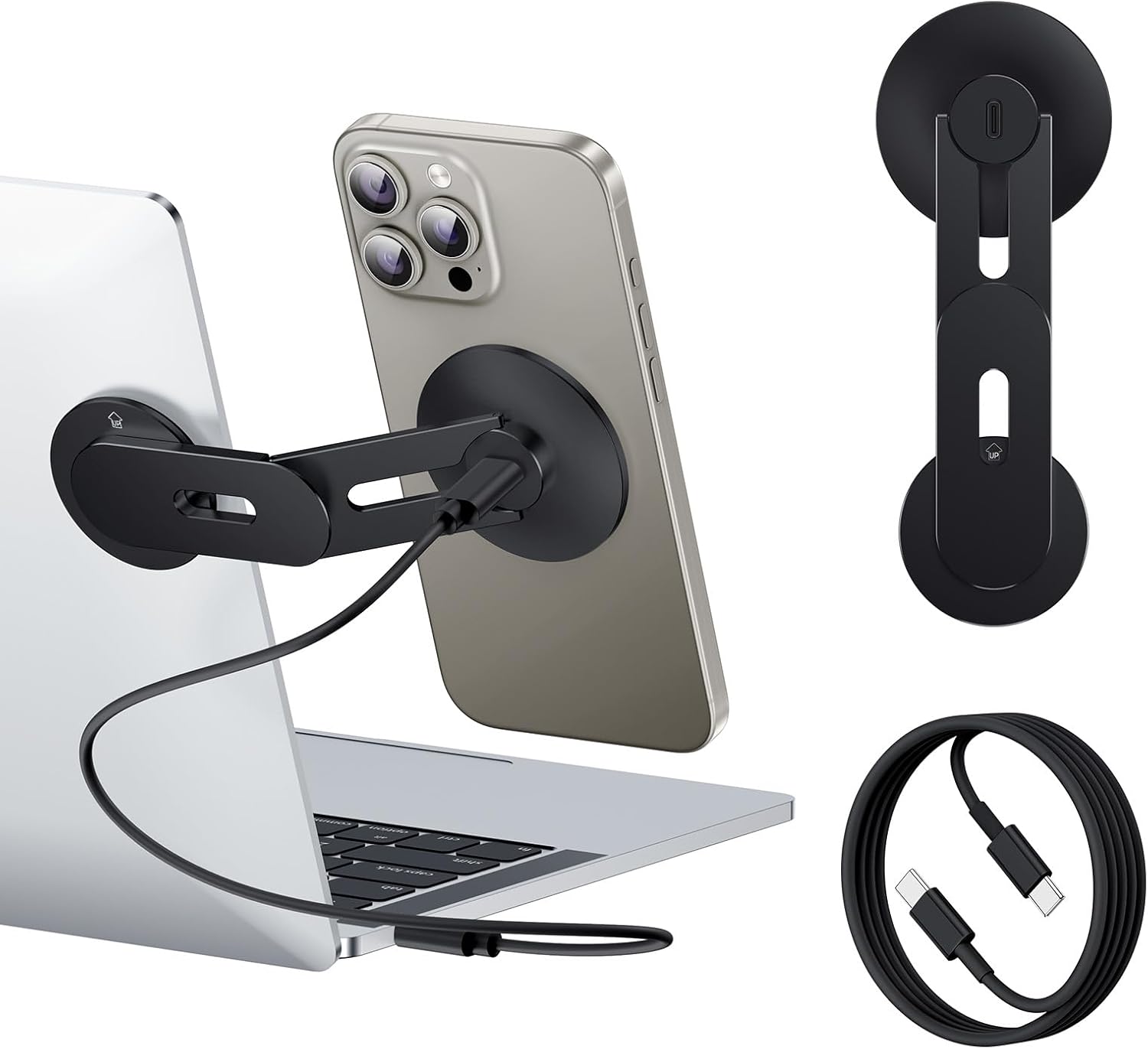 Magnetic Laptop Phone Holder with Wireless Charging (MagSafe Compatible)-8