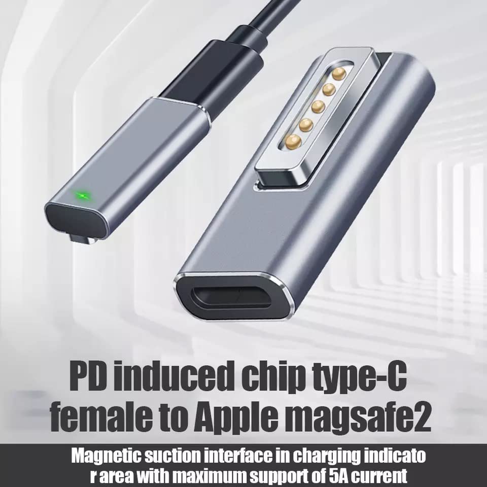 Magnetic USB C Female to Mag-Safe 2 T Tip Male Adapter