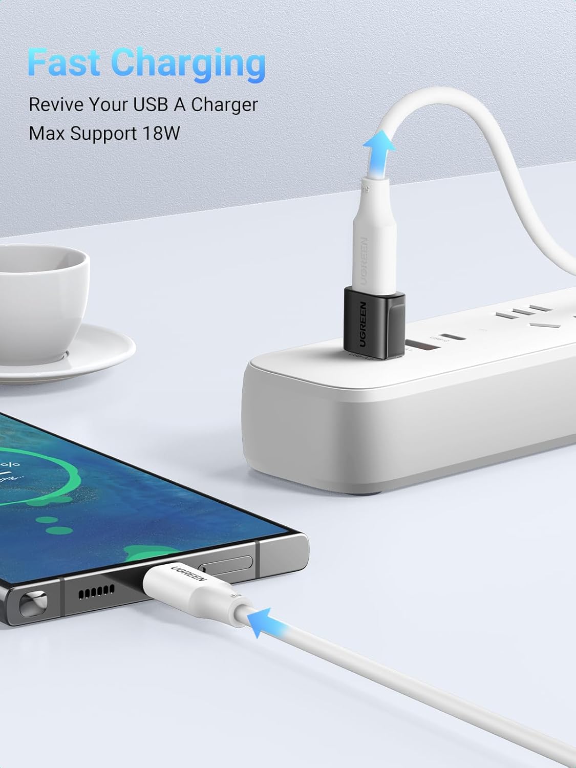 UGREEN 10Gbps USB to USB C Adapter 2 Pack, Type C Female to A Male Adaptor Fast Charge and Sync Converter Compatible with iPhone 16/15/14, Galaxy S24, Pixel 9, MacBook Air, iPad Pro(Black)