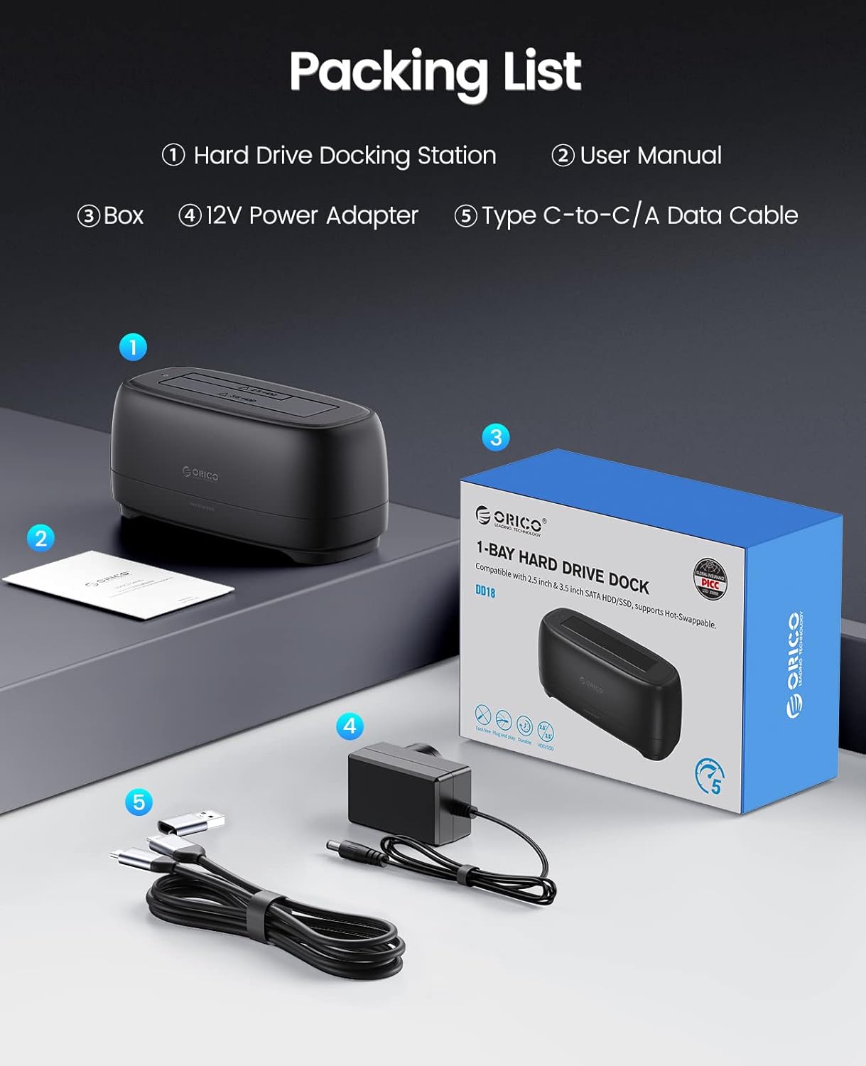 ORICO 3.5" Hard Drive Docking Station (DD18C3)