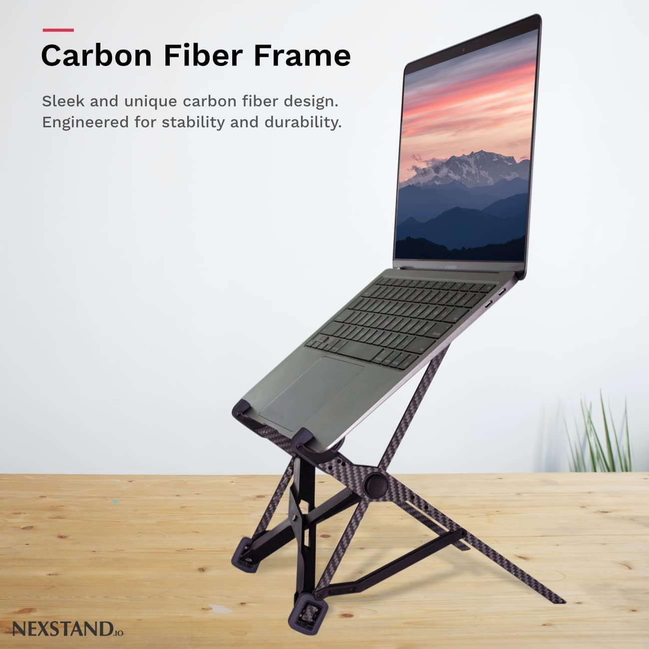 NEXSTAND K1 Laptop Stand, Carbon Fiber Foldable Portable Desktop Laptop Holder, 7 Levels Height Adjustable Ergonomic Laptop Riser