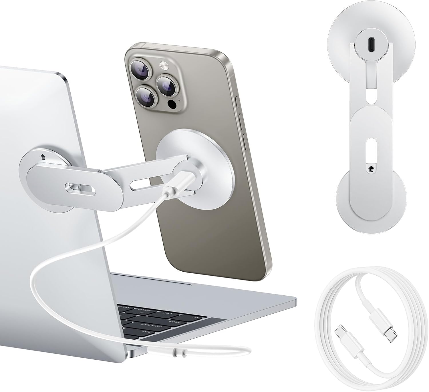 Magnetic Laptop Phone Holder with Wireless Charging (MagSafe Compatible)