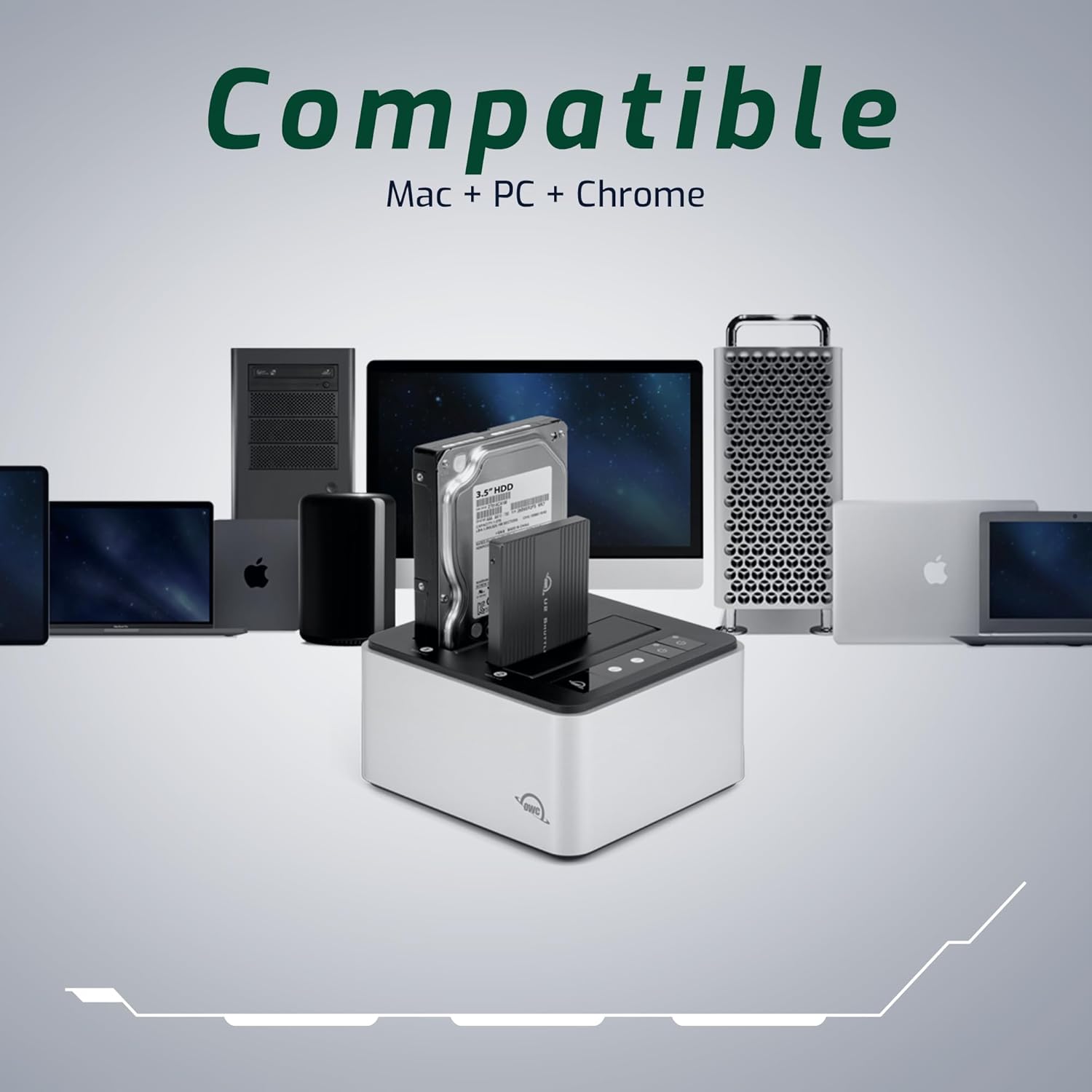 OWC Drive Dock – Dual-Bay USB 3.2 Docking Station for 2.5"/3.5" HDD & SSD