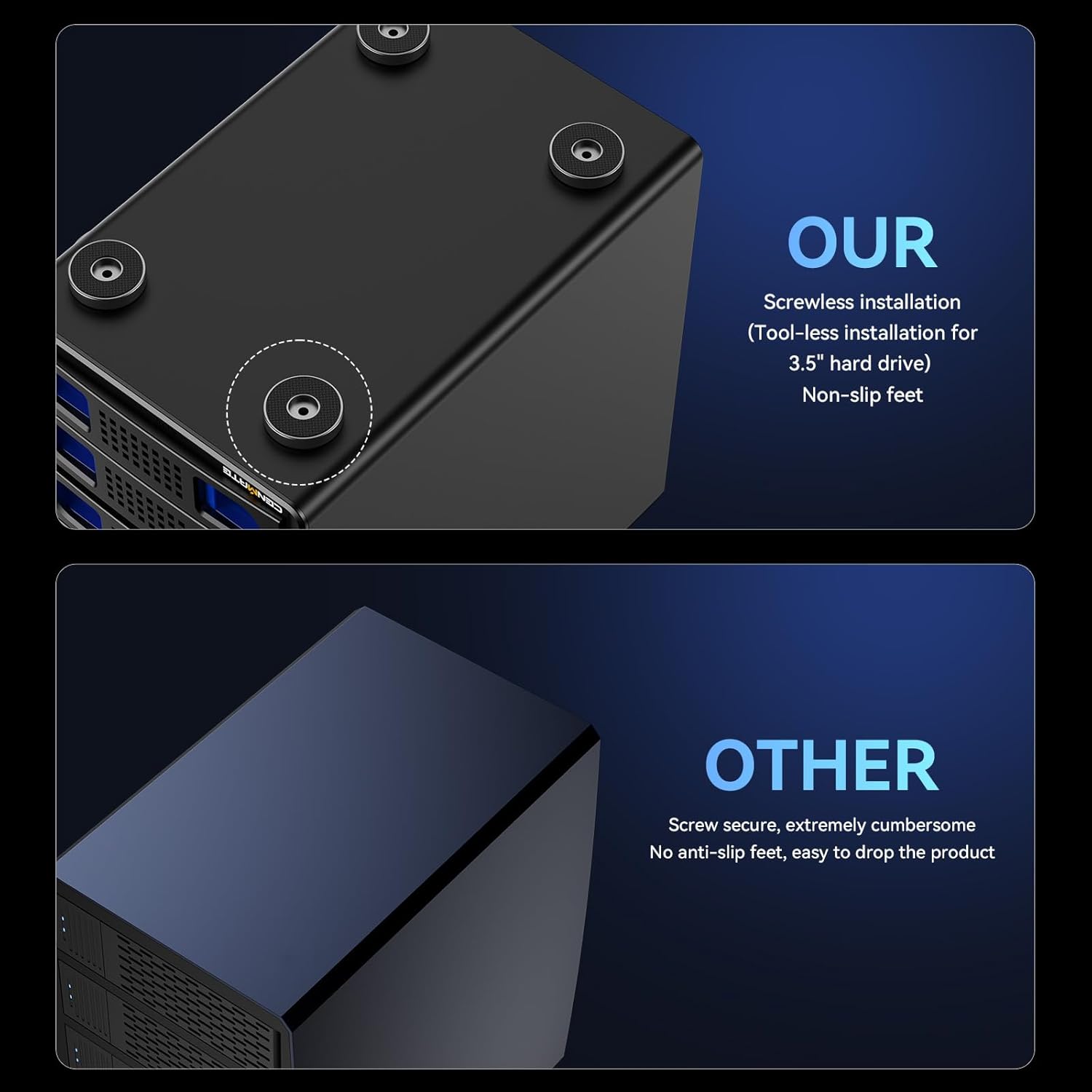 CENMATE 6-Bay Hard Drive Enclosure — USB 3.0, Aluminum with Cooling Fan