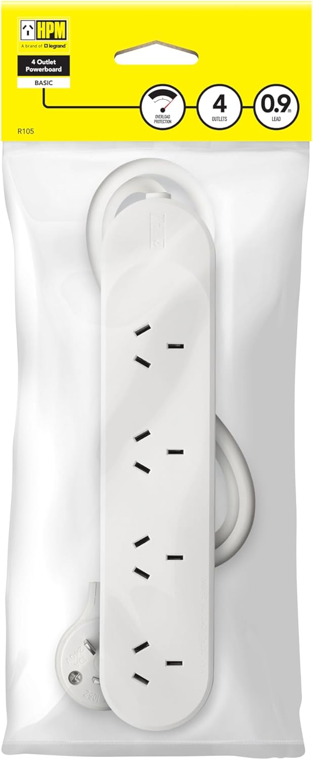 HPM Standard 4 Outlet Powerboard White