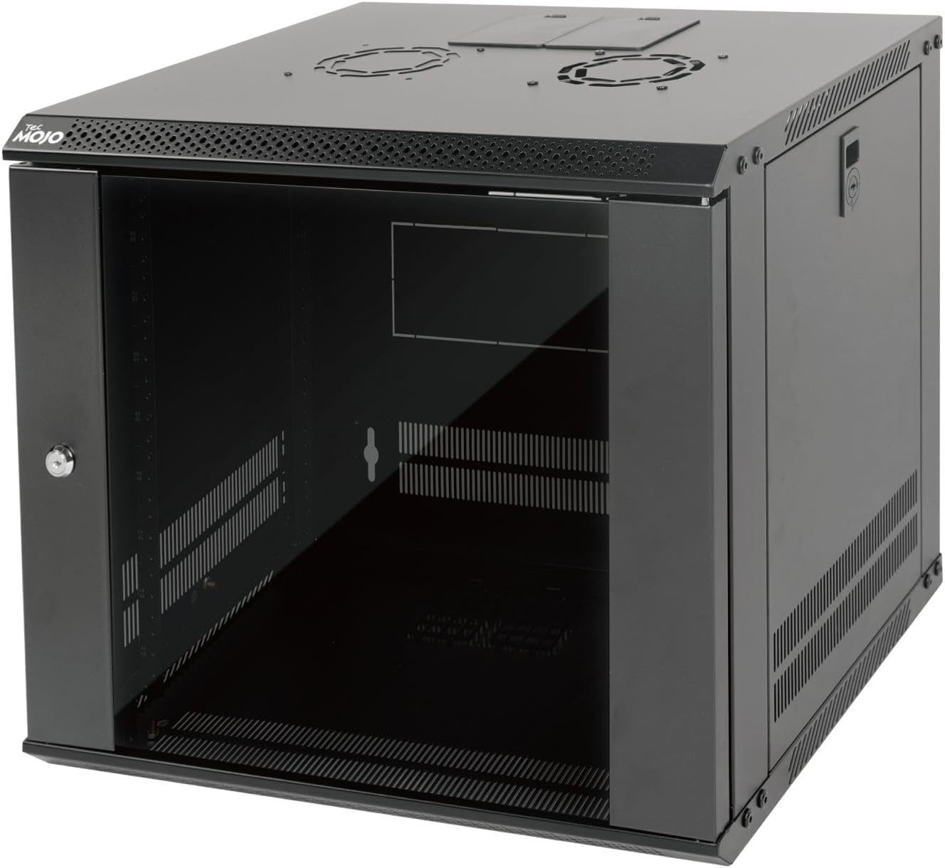 Tecmojo 9RU Wall Mount Network Cabinet – 450mm Deep, Lockable Glass Door, 50kg Load - Black