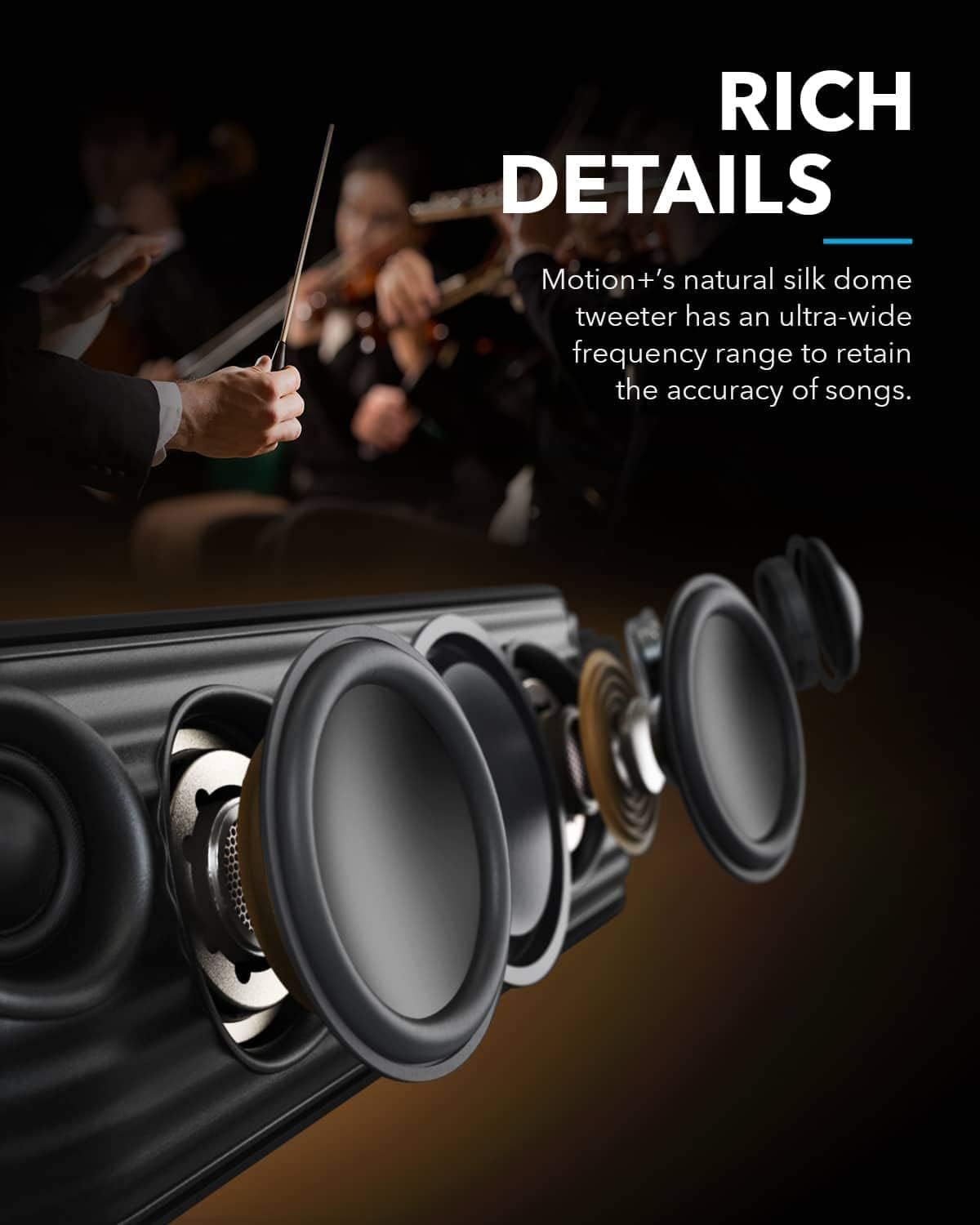Anker Soundcore Motion+ Bluetooth Speaker with Hi-Res 30W Audio, BassUp, Wireless Speaker, App, Custom EQ, 12H Playtime, Waterproof, USB-C, For Home Office