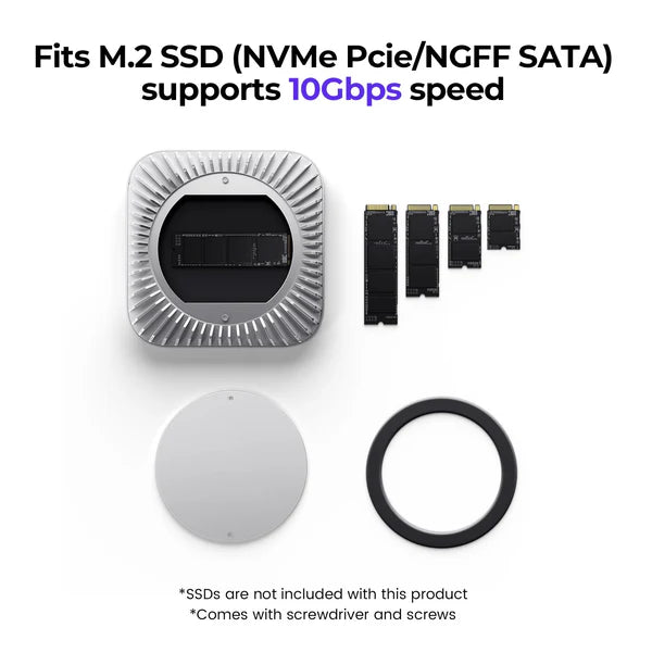 RayCue Mac Mini Hub & Stand with NVMe SSD Enclosure (US Plug)-9