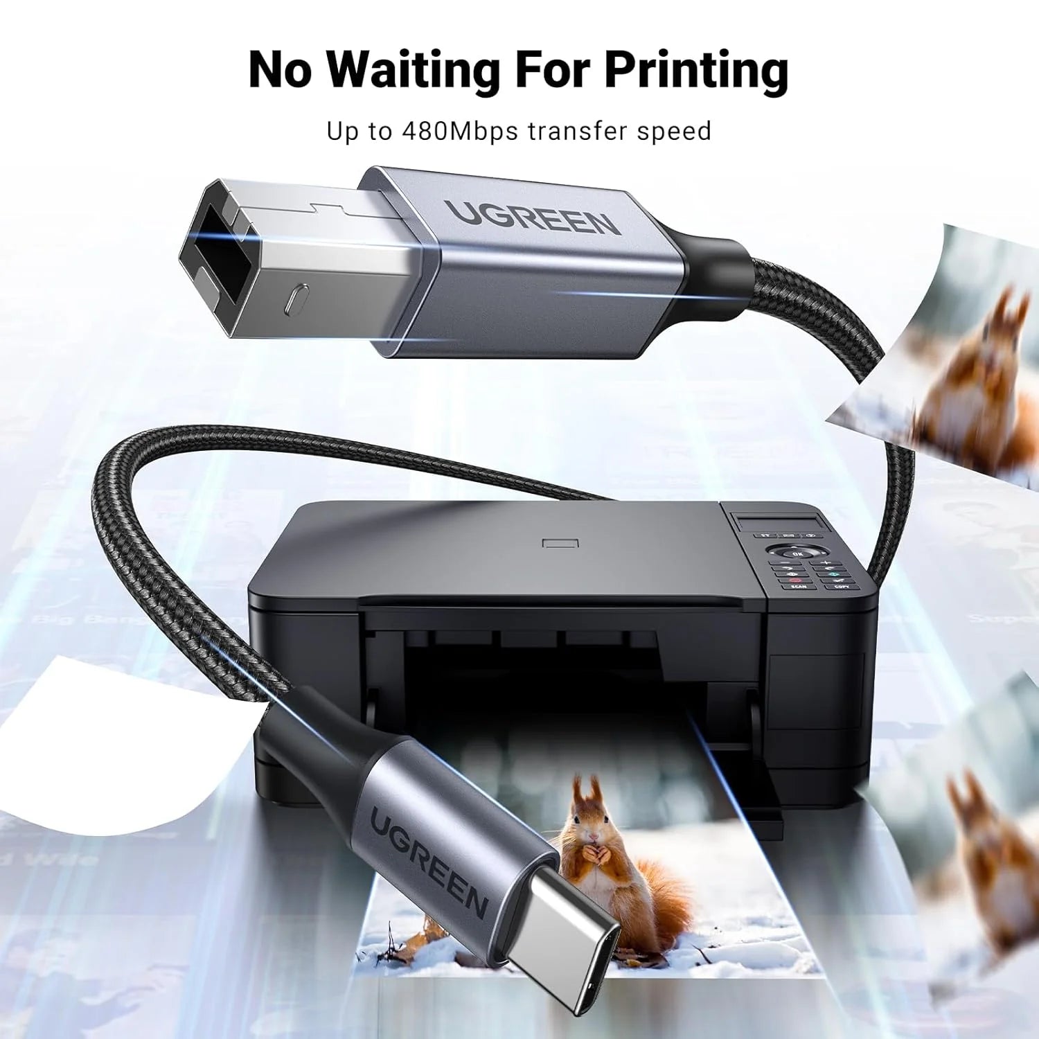 UGREEN Printer Cable USB C to B 2.0 Scanner Cord - 1M-2