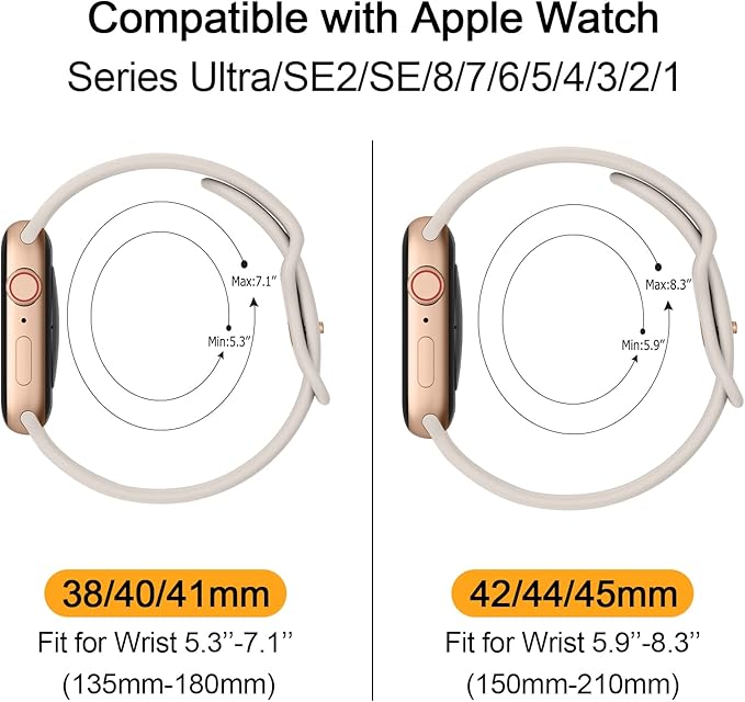 3 PACK Sport Bands Compatible with Apple Watch Band 38mm 40mm 41mm 42mm 44mm 45mm 49mm,Soft Silicone Waterproof Strap Compatible with iWatch Apple Watch Series Ultra 8 7 6 5 4 3 2 1 SE Women Men