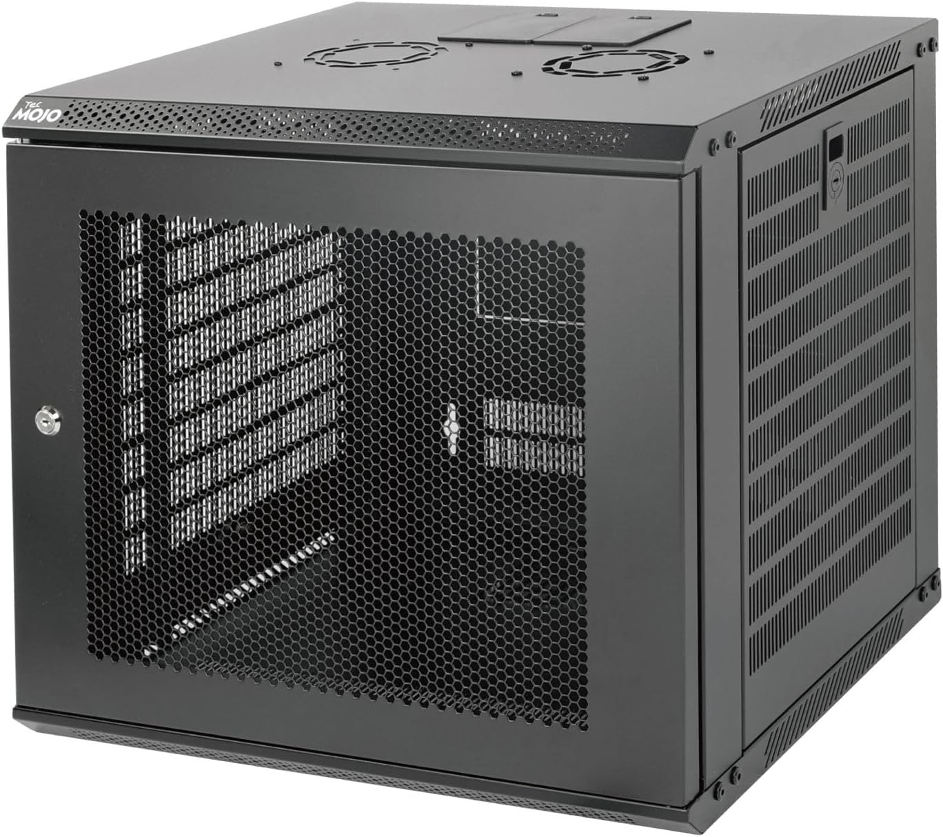 Tecmojo 9RU Wall Mount Network Cabinet – 450mm Deep, Lockable Mesh Door, 50kg Load - Black