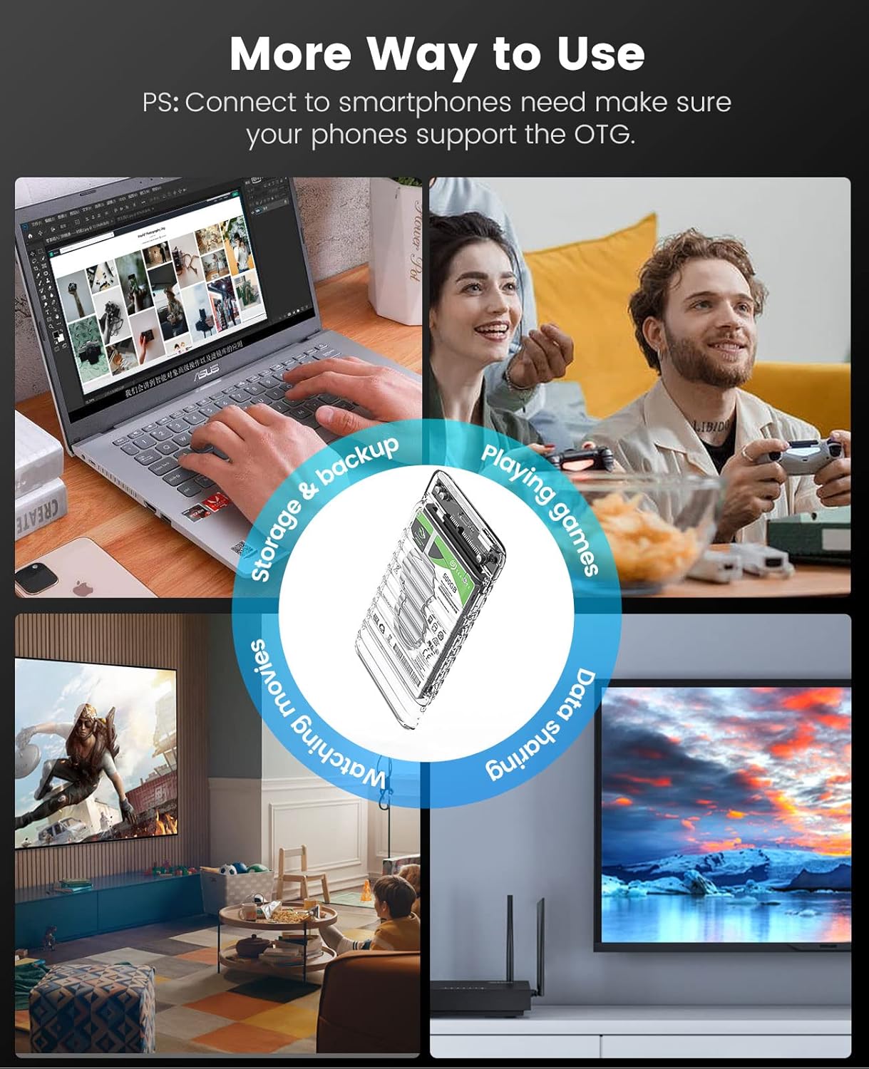 ORICO 2.5" Transparent USB-C Hard Drive Enclosure — 2139C3