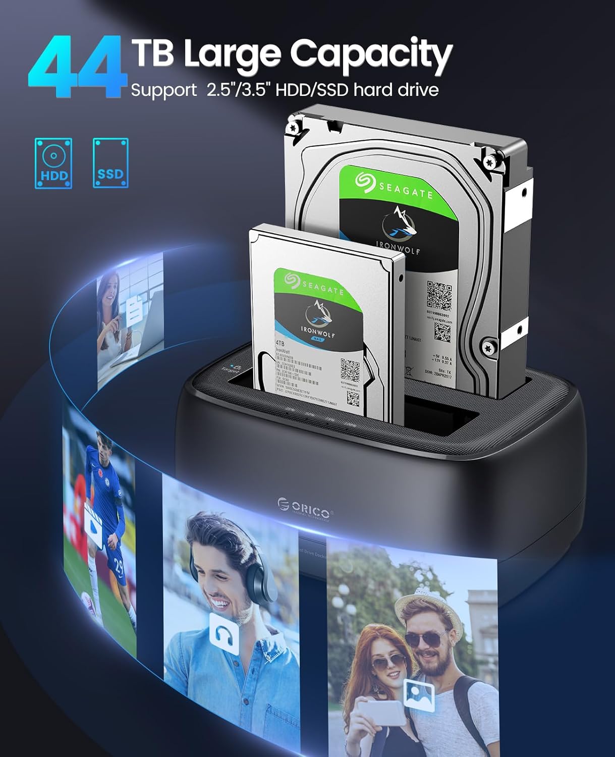 ORICO Dual Bay External Hard Drive Docking Station with Offline Clone (DD28U3-C)