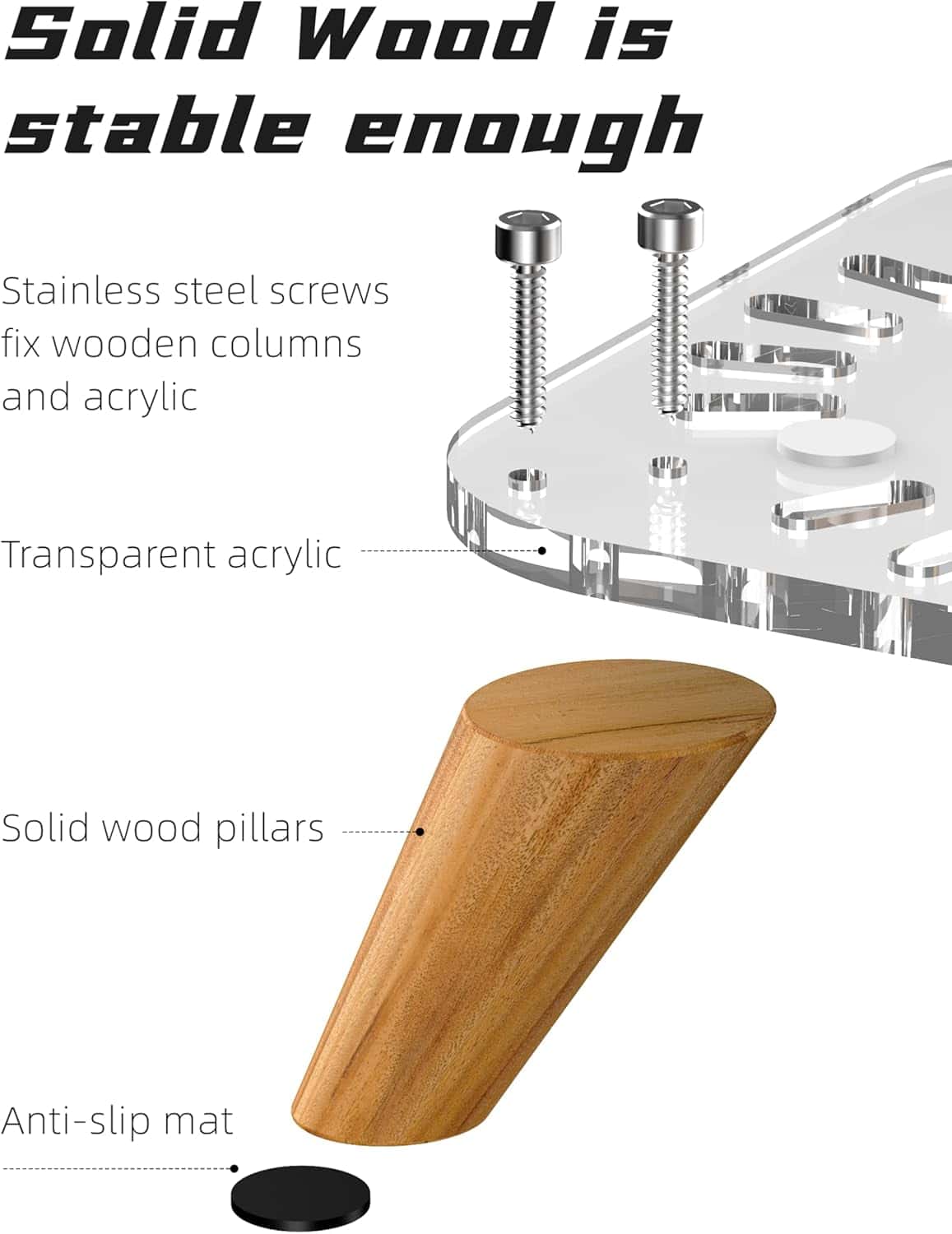 AODUKE Wooden transparent Computer host Vertical Dock Holder, Storage Racks Ventilation holes on the bottom for better heat dissipation-AJM4-4