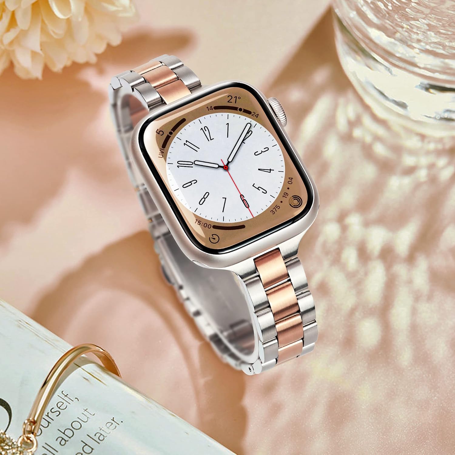 Vamyzji Metal Band Compatible with Apple Watch Strap 41mm 40mm 38mm for Women/Men, Stainless Steel Slim Metal Apple Watch Band for iWatch Series 9 Series 8 Series 7 6 5 4 3 2 1iWatch SE (Silver)