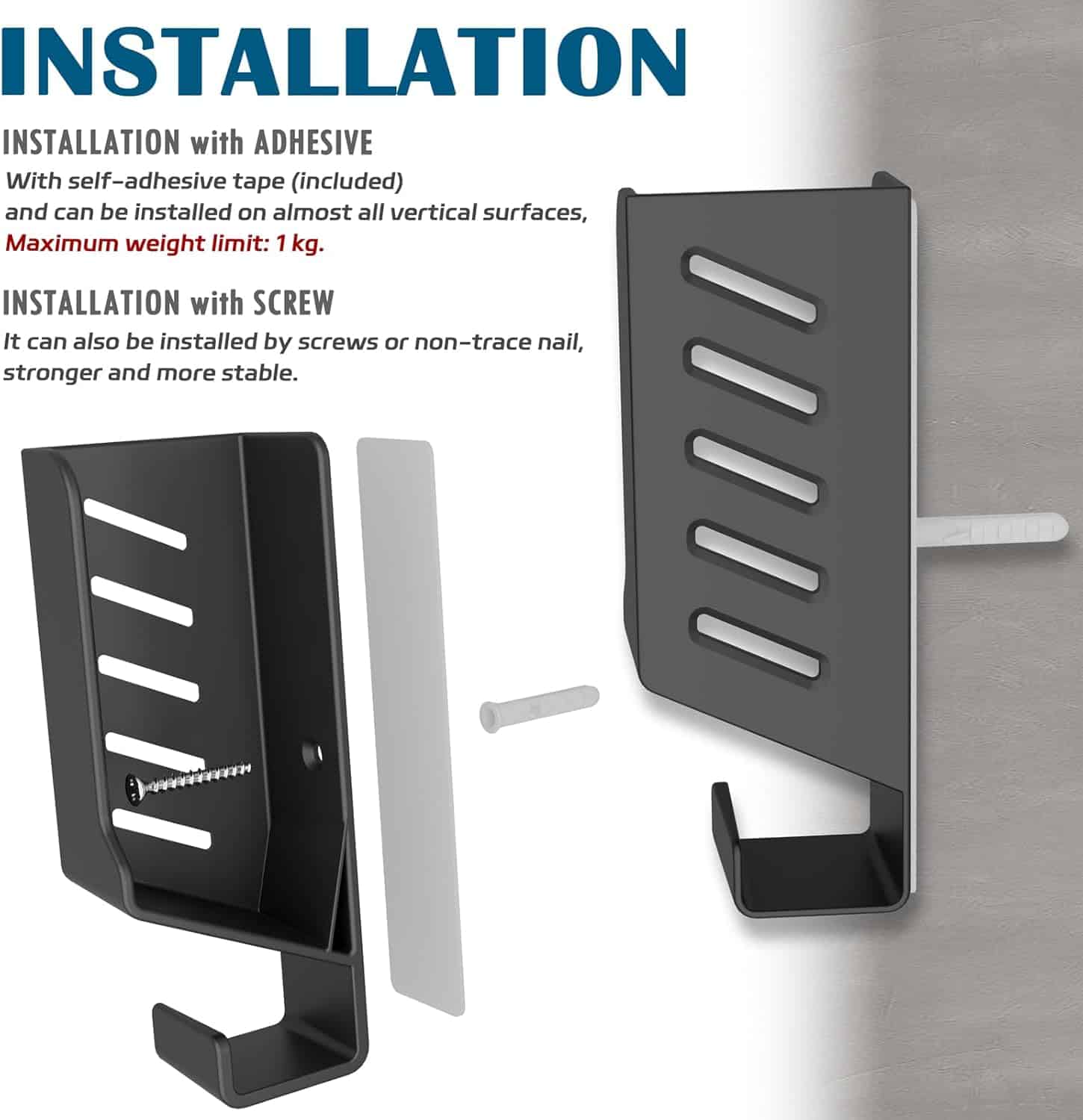 sciuU Universal Wall Mount for Laptops/Routers/TV Boxes/Network Switches/Modems - Wall Shelf for Device Thickness < 4 cm