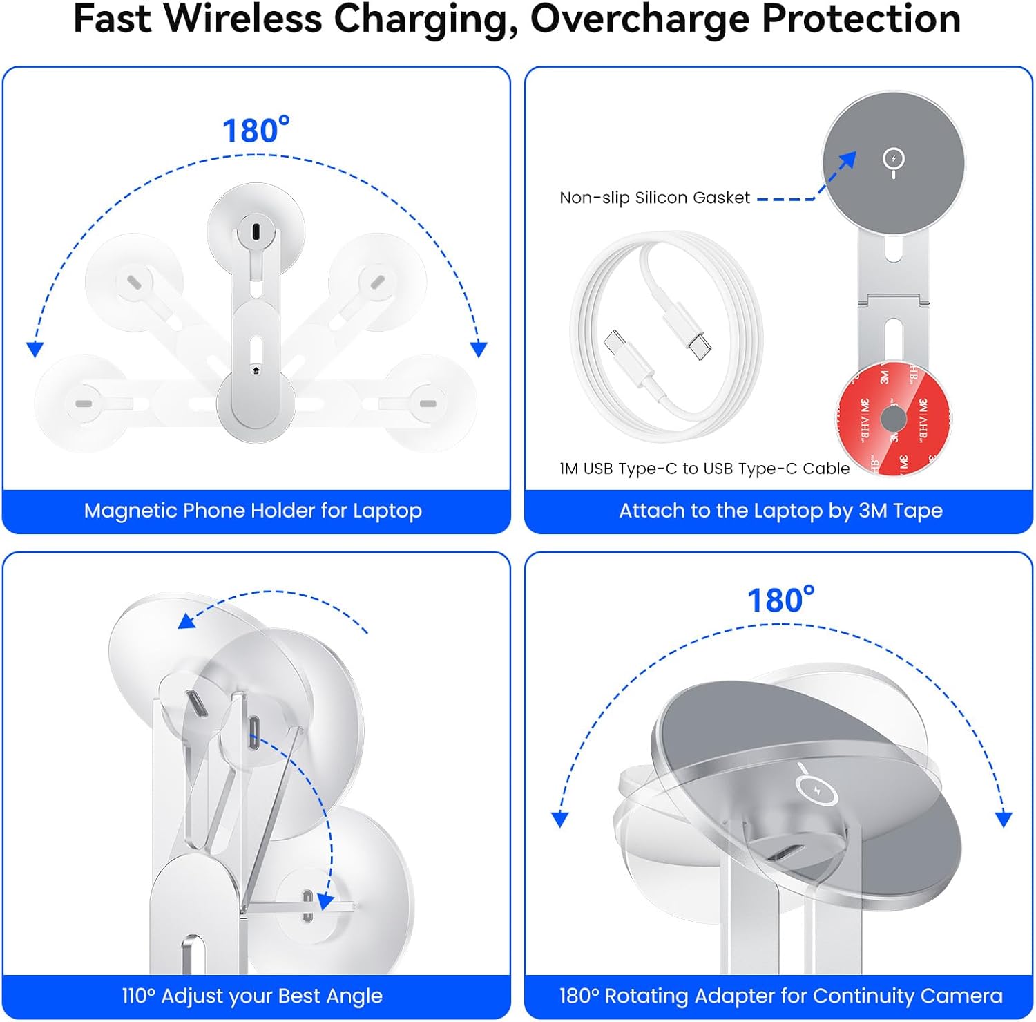 Magnetic Laptop Phone Holder with Wireless Charging (MagSafe Compatible)-7