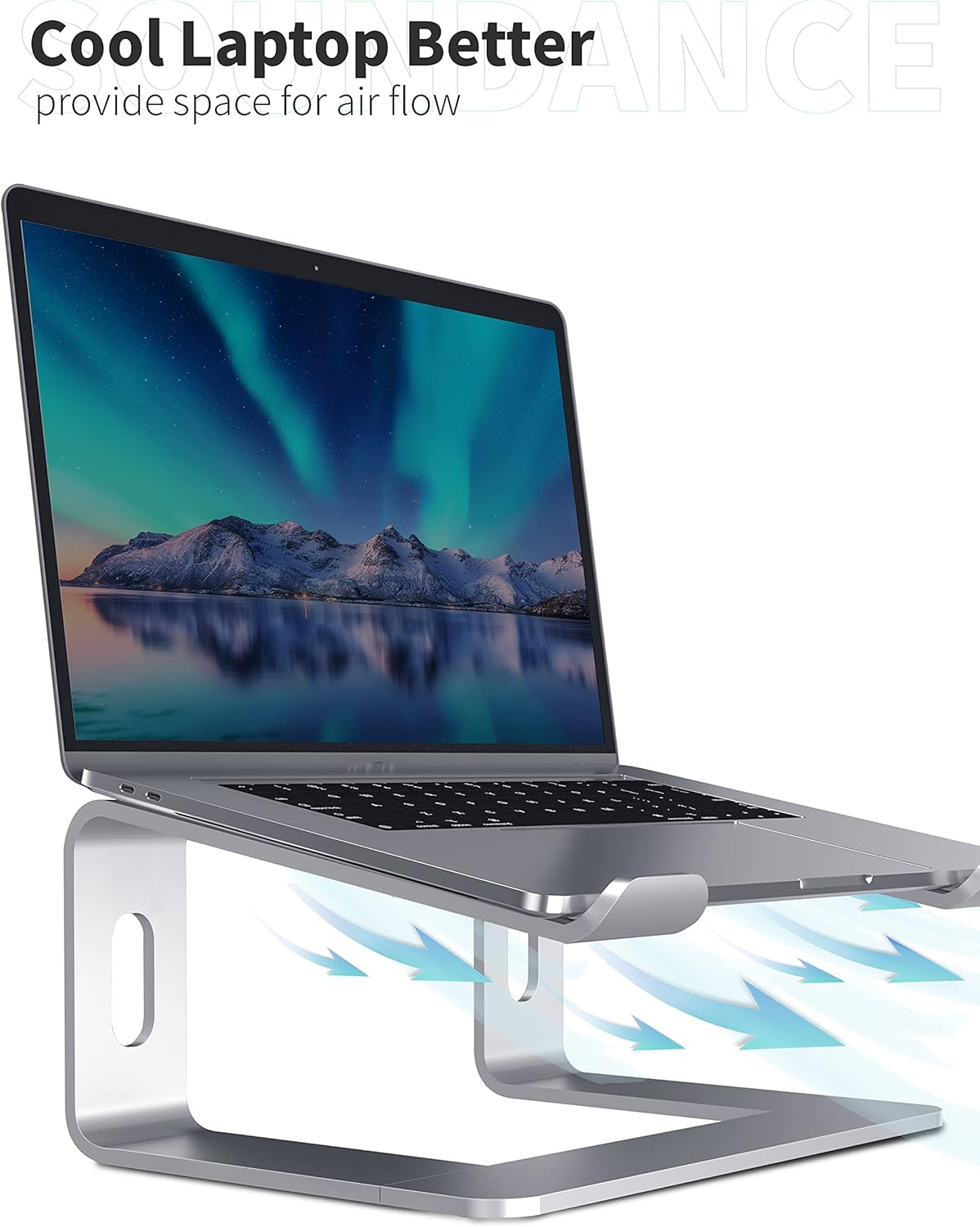 Soundance Aluminum Laptop Stand for Desk Portable Holder Ergonomic Elevator Metal Riser for 10 to 15.6 inch PC Desktop Computer, LS1 Silver