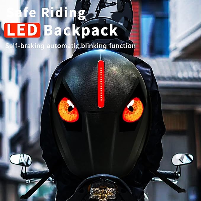 Sxhlseller LED Motorbike Backpack, Hard Case Riding Backpack with DIY Programmable Full Color Screen, Large Capacity Waterproof Helmet Bag Laptop Backpack for Men