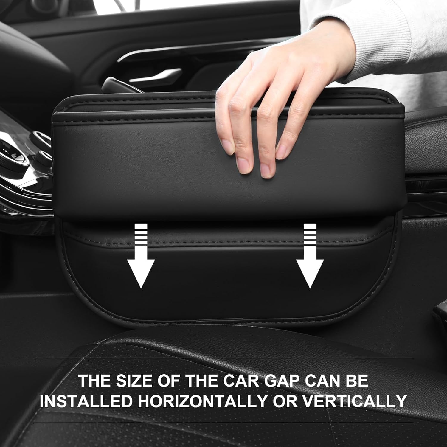 Car Seat Gap Filler,Premium Leather Car Seat Gap Filler Organizer, Car Organizer Car Accessories for Women Men, Car Essentials for Car SUV Truck (Black, 1 Pack)