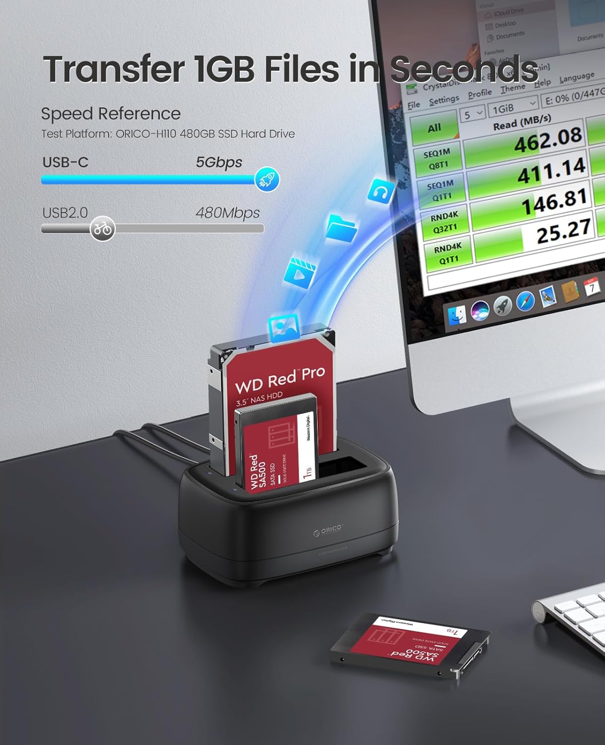 ORICO Dual Bay Hard Drive Docking Station with Offline Clone (DD28C3-C)