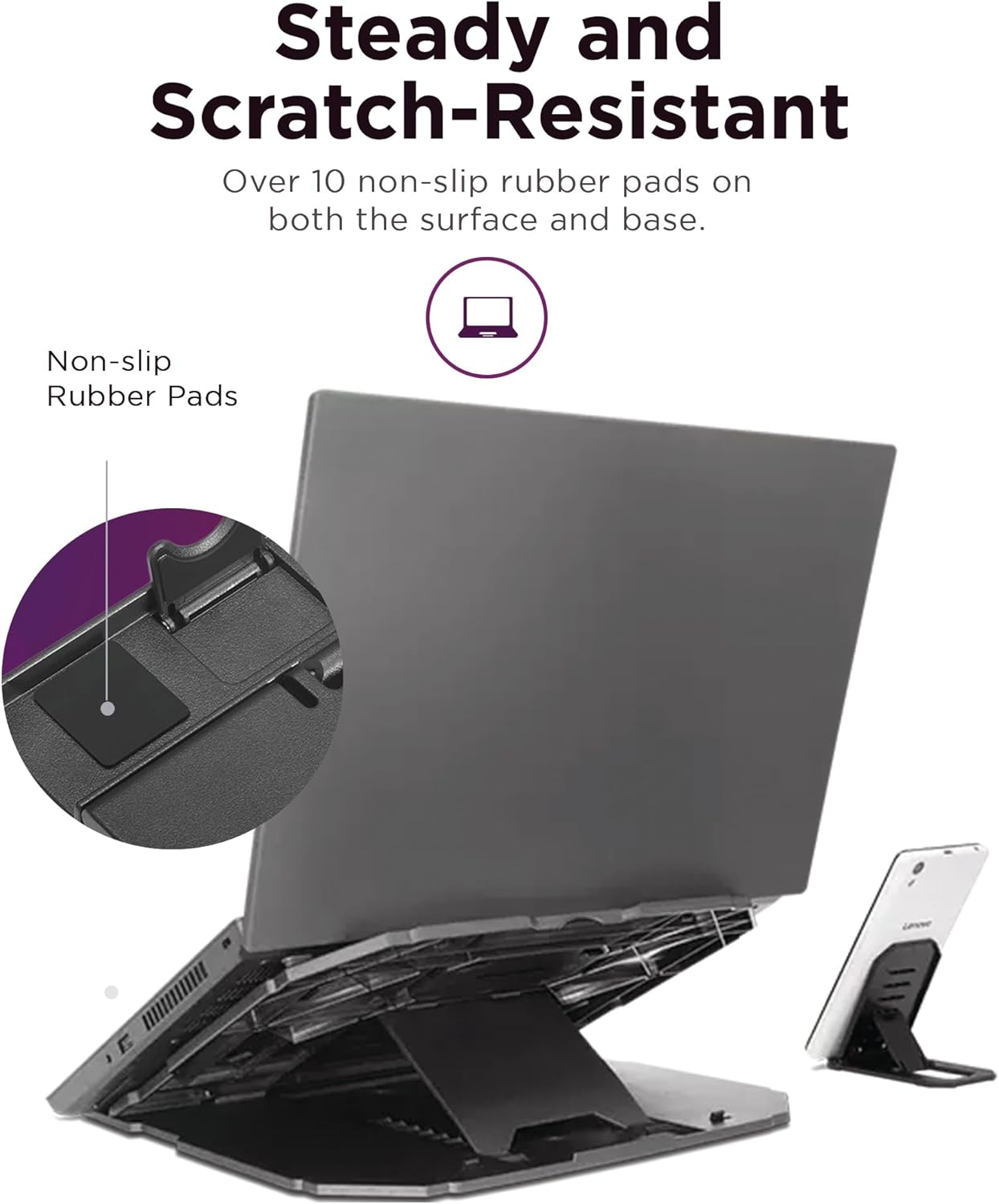 Lenovo 2-in-1 Laptop Stand - Adjustable, Portable, Foldable, Ergonomic, Non-Slip