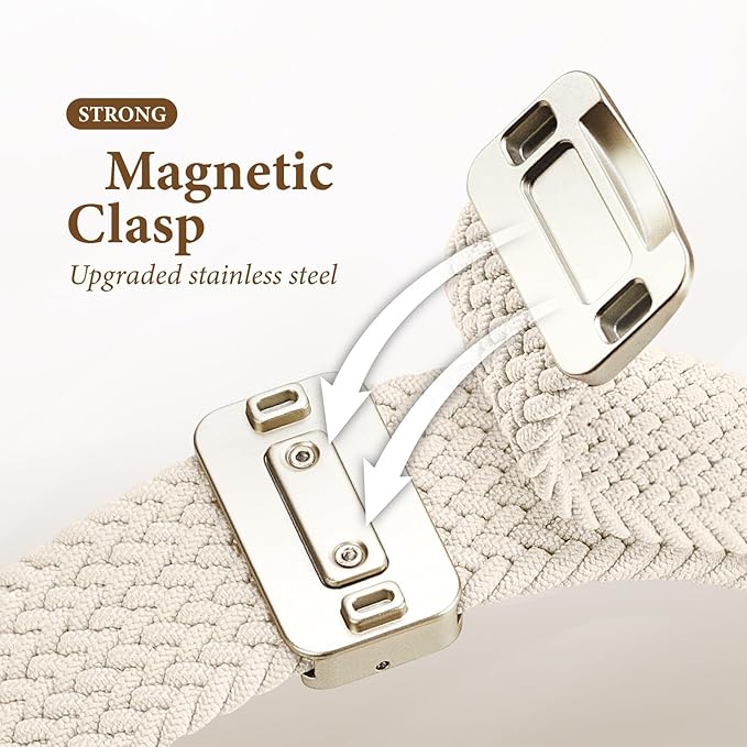 iXTRA Magnetic Braided Solo Loop Compatible with Apple Watch Band 38mm 40mm 41mm 42mm 44mm 45mm 46mm 49mm for Women Men, Stretchy Nylon Sport Bands for iWatch Ultra Series 10 9 8 7 6 5 4 3 SE